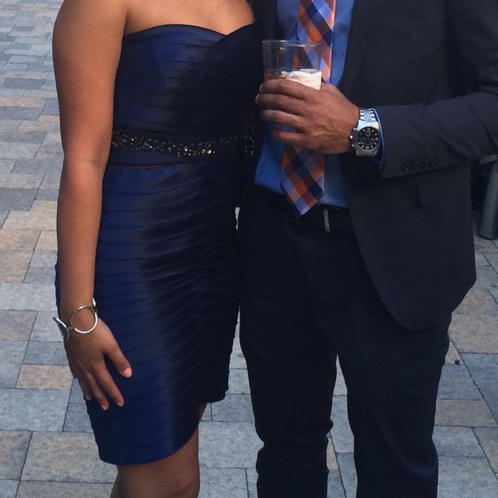BCBG Maxazria Navy silk cocktail dress